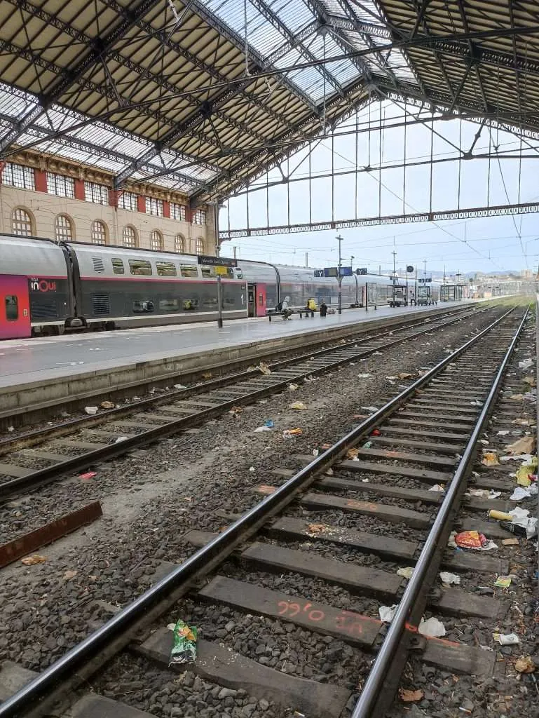 Trash in railway at Marseille