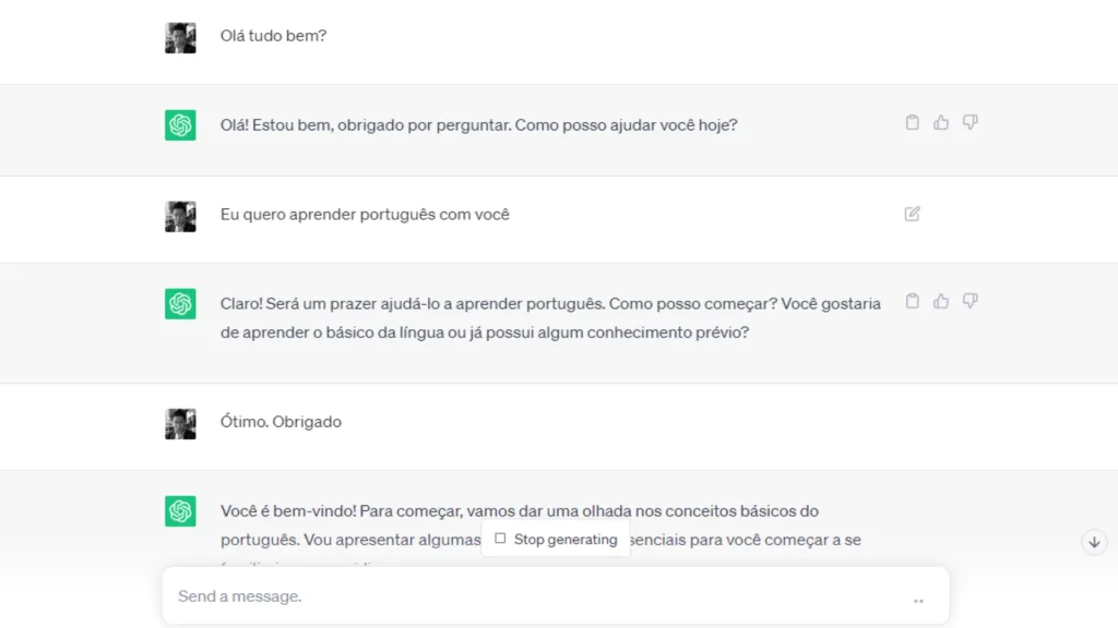 Learn portuguese with chatgpt